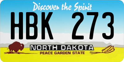 ND license plate HBK273