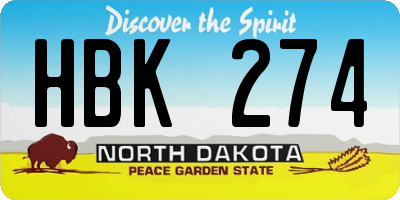 ND license plate HBK274