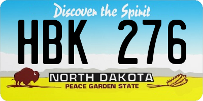 ND license plate HBK276