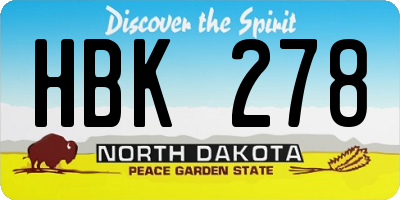 ND license plate HBK278