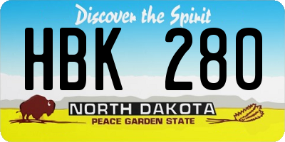 ND license plate HBK280