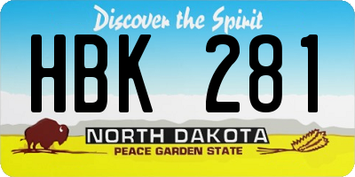 ND license plate HBK281