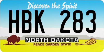 ND license plate HBK283