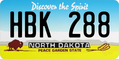 ND license plate HBK288