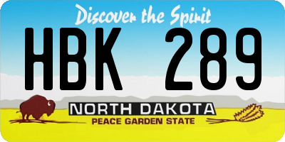 ND license plate HBK289