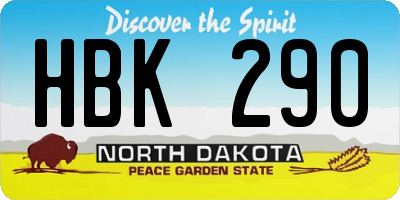 ND license plate HBK290