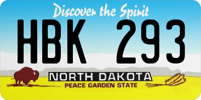 ND license plate HBK293