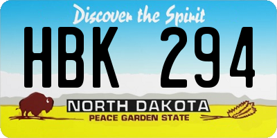 ND license plate HBK294