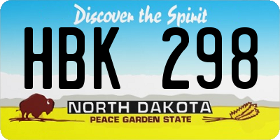 ND license plate HBK298