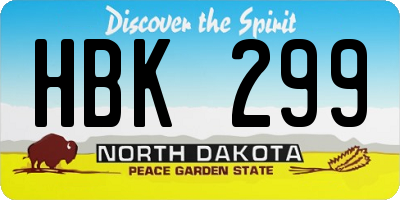 ND license plate HBK299