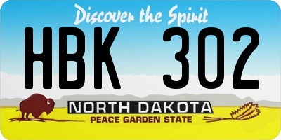 ND license plate HBK302