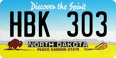 ND license plate HBK303