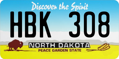 ND license plate HBK308