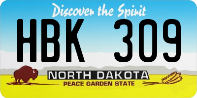 ND license plate HBK309