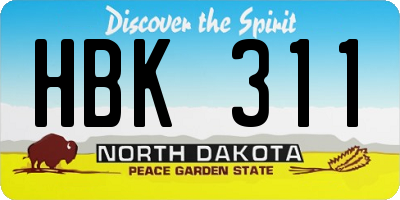 ND license plate HBK311