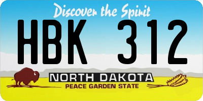 ND license plate HBK312