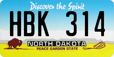 ND license plate HBK314