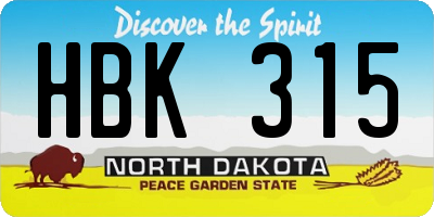 ND license plate HBK315