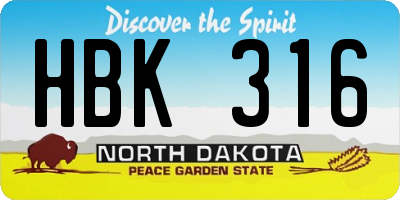 ND license plate HBK316