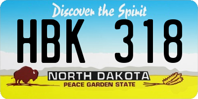 ND license plate HBK318