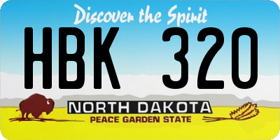 ND license plate HBK320