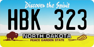 ND license plate HBK323