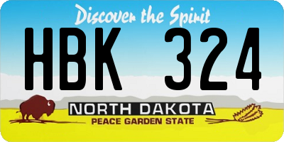 ND license plate HBK324