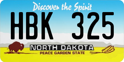 ND license plate HBK325