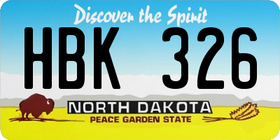 ND license plate HBK326