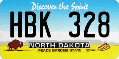 ND license plate HBK328