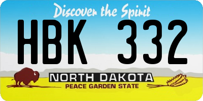 ND license plate HBK332