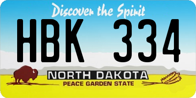 ND license plate HBK334