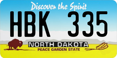 ND license plate HBK335