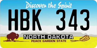 ND license plate HBK343