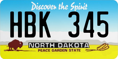 ND license plate HBK345