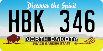 ND license plate HBK346