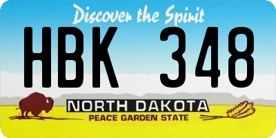 ND license plate HBK348