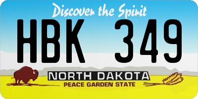 ND license plate HBK349