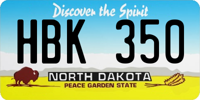 ND license plate HBK350