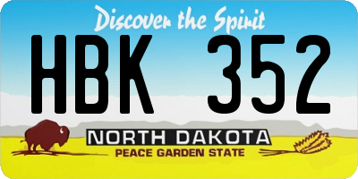 ND license plate HBK352
