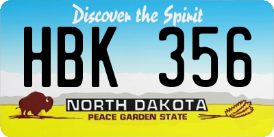 ND license plate HBK356