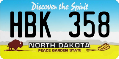 ND license plate HBK358