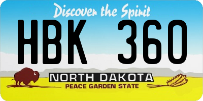 ND license plate HBK360