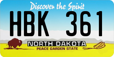 ND license plate HBK361