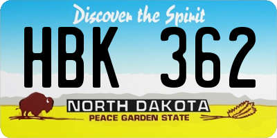 ND license plate HBK362