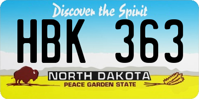 ND license plate HBK363