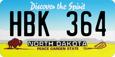 ND license plate HBK364