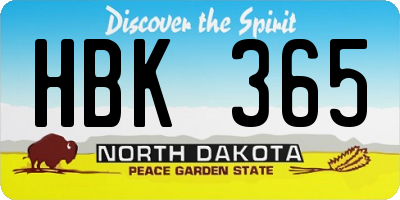 ND license plate HBK365