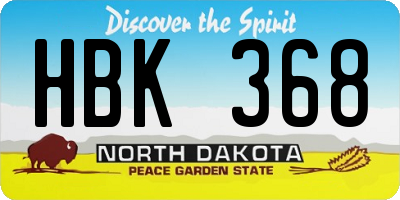 ND license plate HBK368