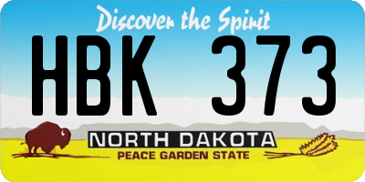 ND license plate HBK373